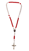 Terço Vermelho e Branco com Crucifixo