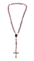 Terço Rosa Cristal com Crucifixo
