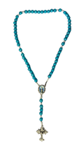 Terço Azul Turquesa com Crucifixo