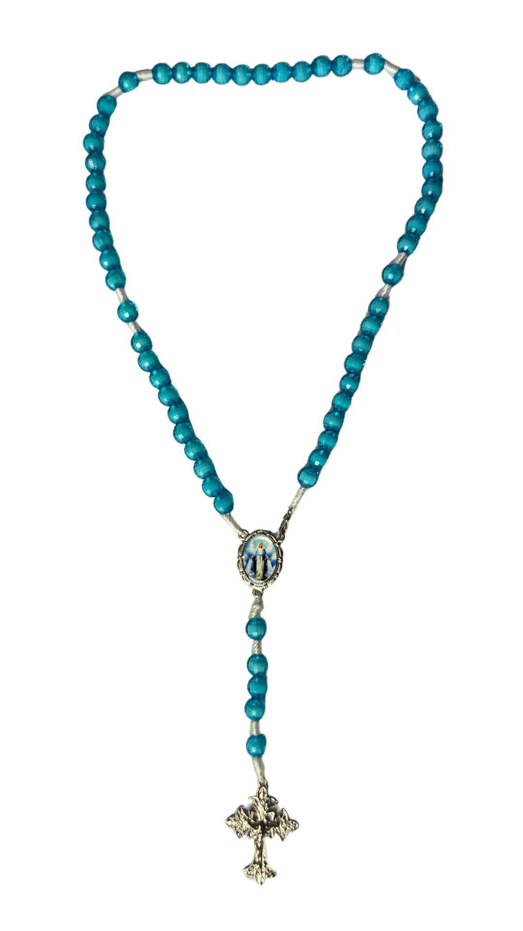 Terço Azul Turquesa com Crucifixo