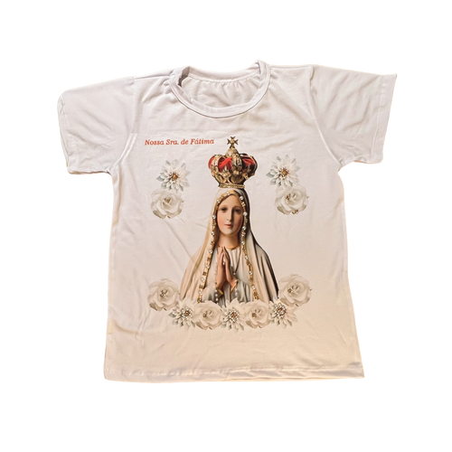 Blusa Nossa Senhora de Fátima com Rosas Cinzas