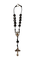 Chaveiro Terço Preto Nossa Senhora com Crucifixo