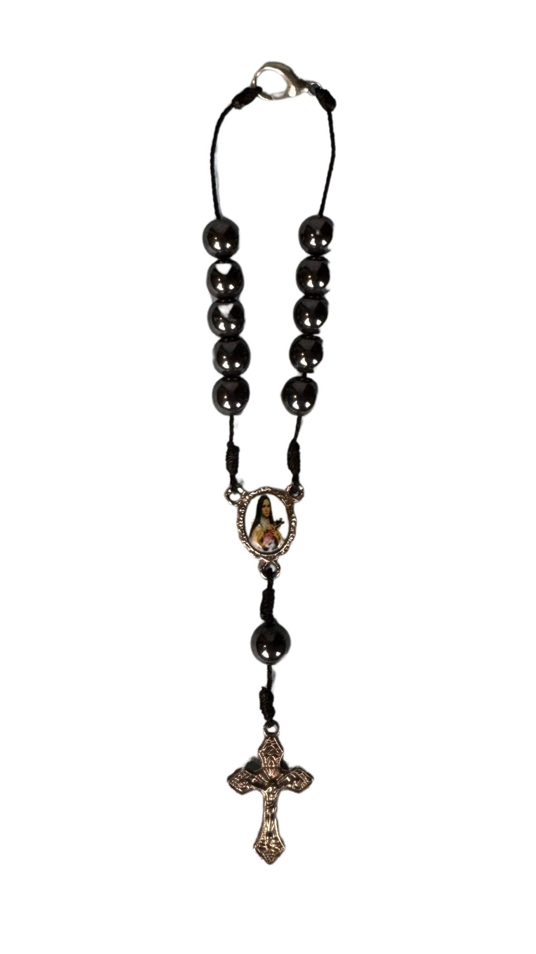 Chaveiro Terço Preto Nossa Senhora com Crucifixo