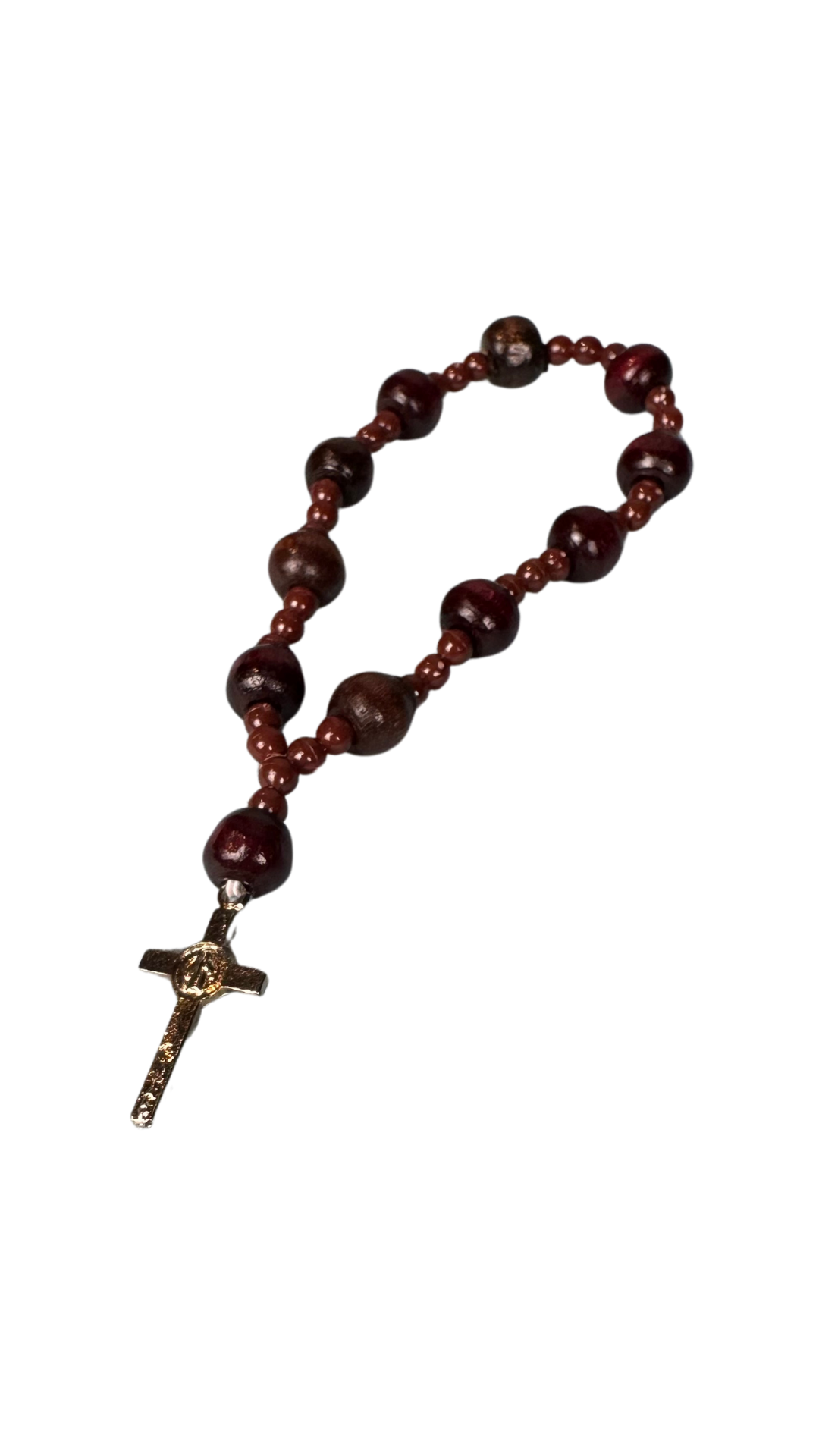 Pulseira Terço Marrom com Crucifixo
