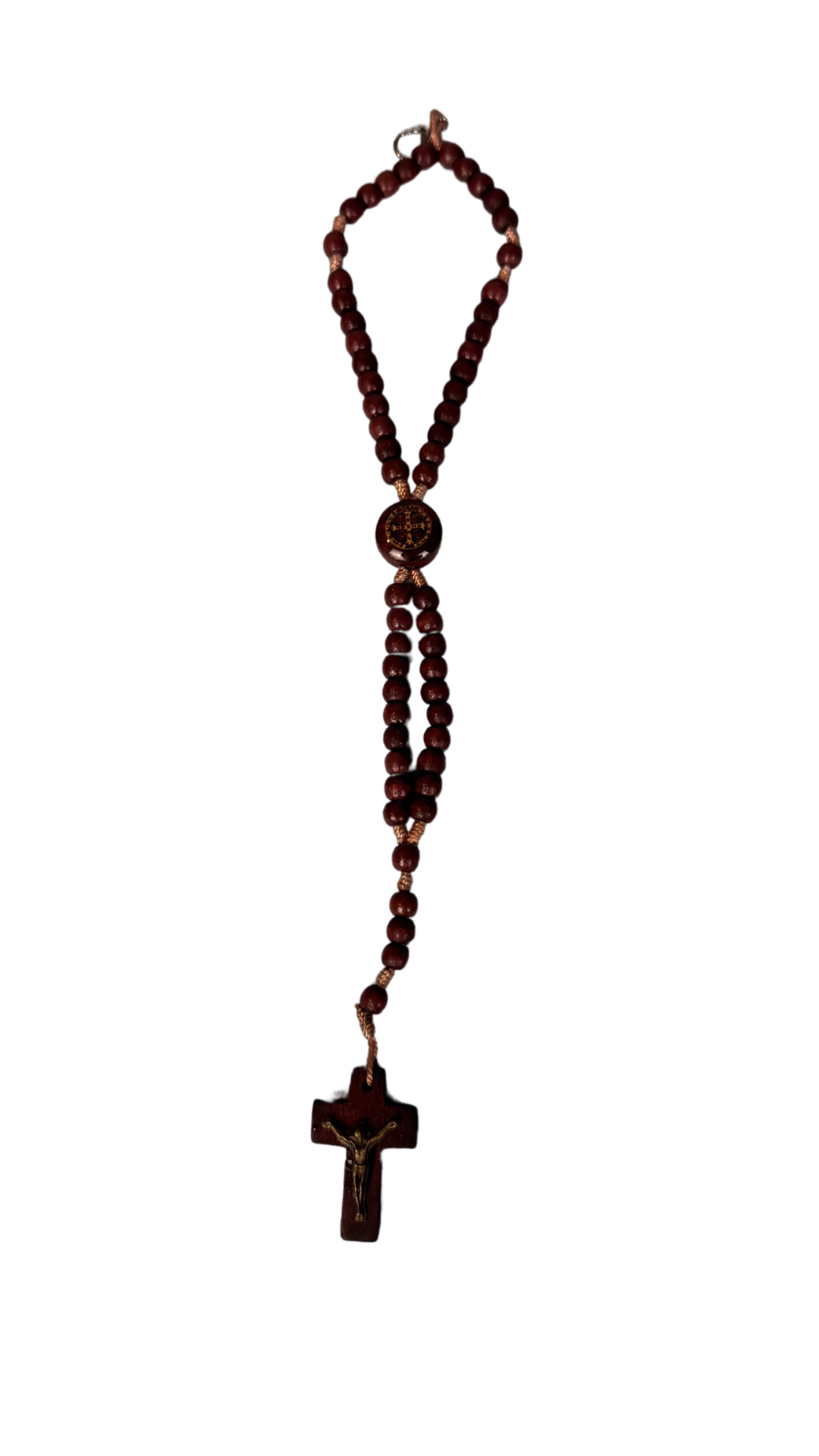 Pulseira Terço Marrom São Bento com Crucifixo