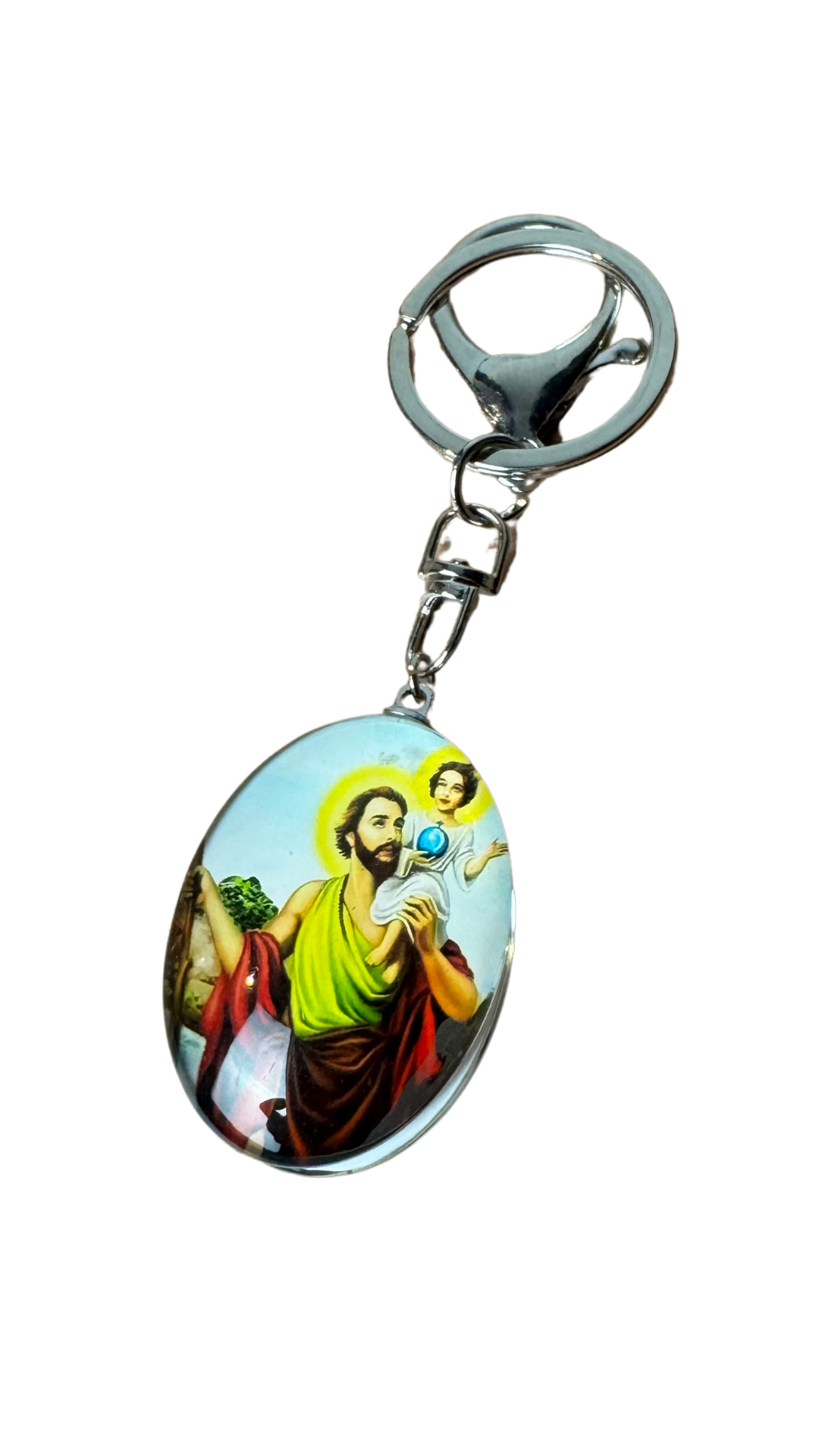 Chaveiro Oval São José com Menino Jesus
