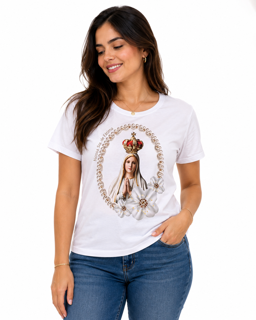 Blusa Nossa Senhora de Fátima Perolada