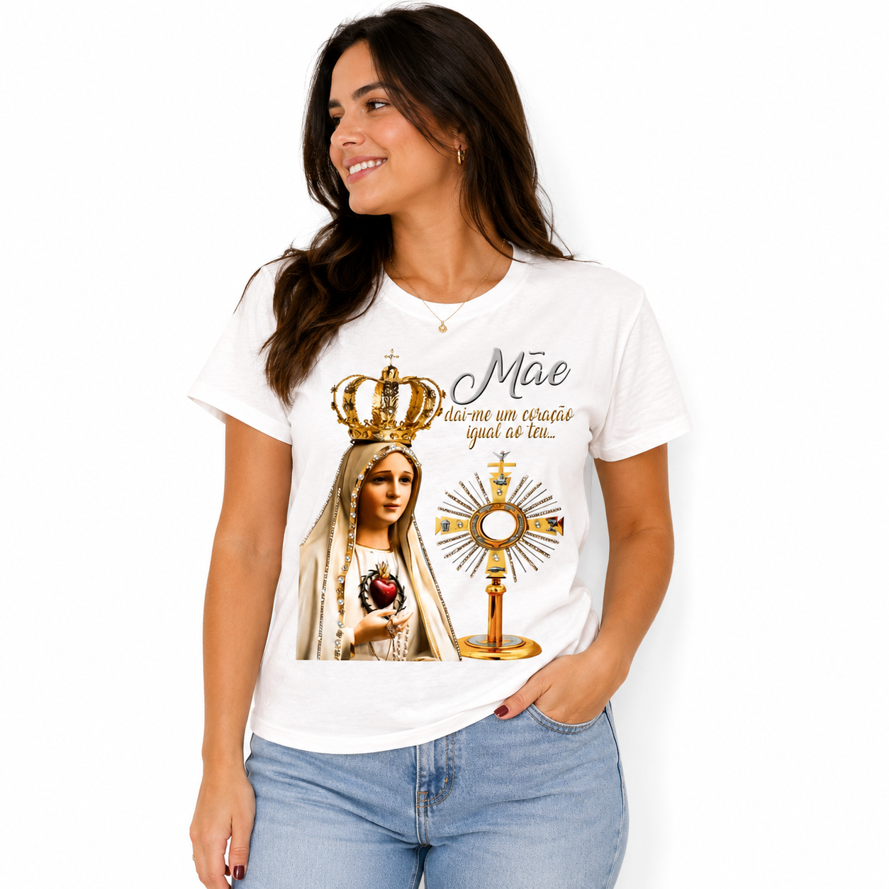 Blusa Nossa Senhora de Fátima com Santíssimo